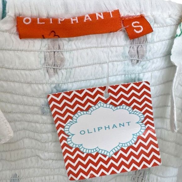 Oliphant Leela White Blue Ruffle Cross Back Sleeveless Midi Dress. NEW. Small. - Picture 12 of 16